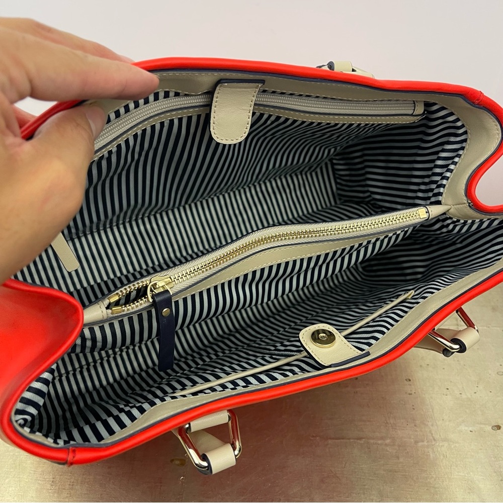 kate spade Red Shoulder Tote with Cream Handles - Picture 9 of 11